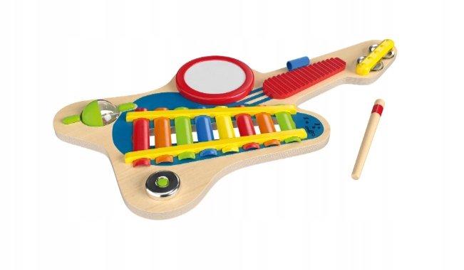 Drewniana gitara 6 w 1 dla dzieci z pałeczkami Playtive