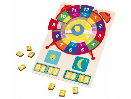 Puzzle zegarowe, układanka z drewna Playtive nauka zegara dla dzieci, 87 el