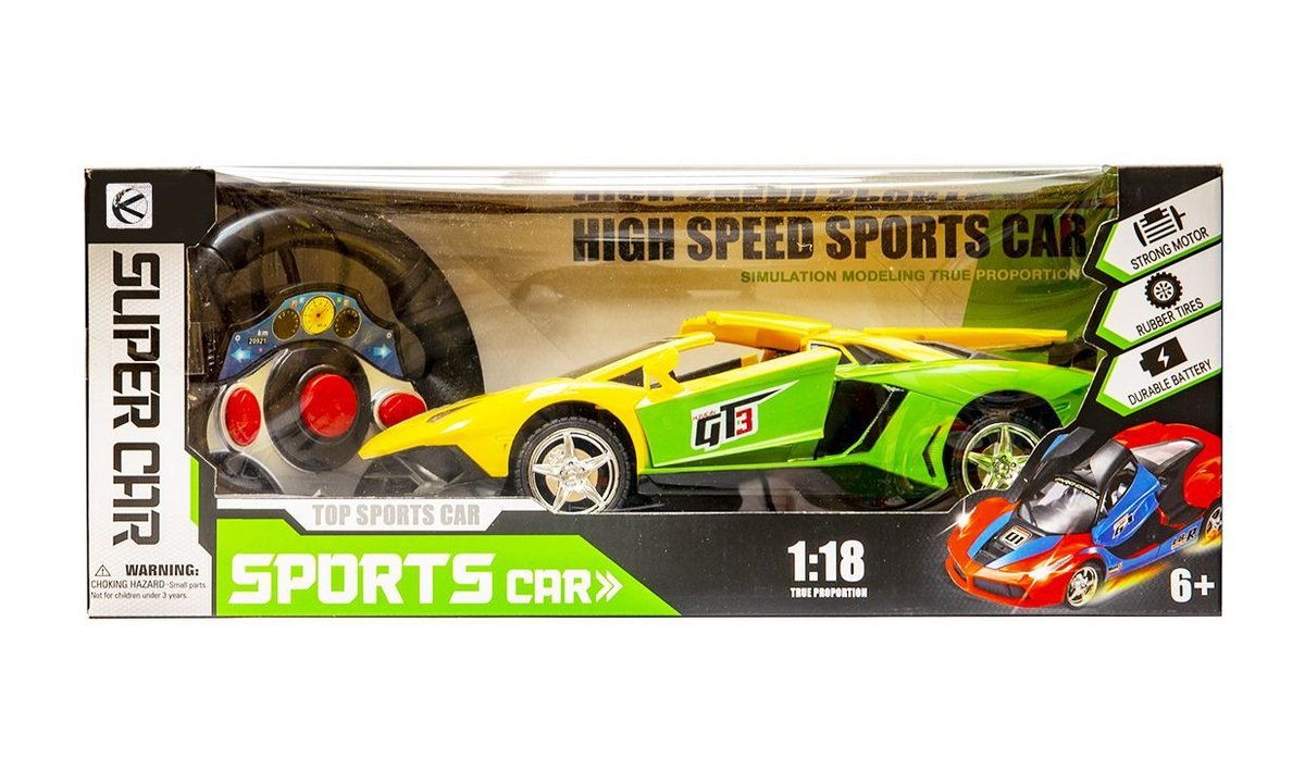 Samochód sportowy ze światłami LED zdalnie sterowany żółty