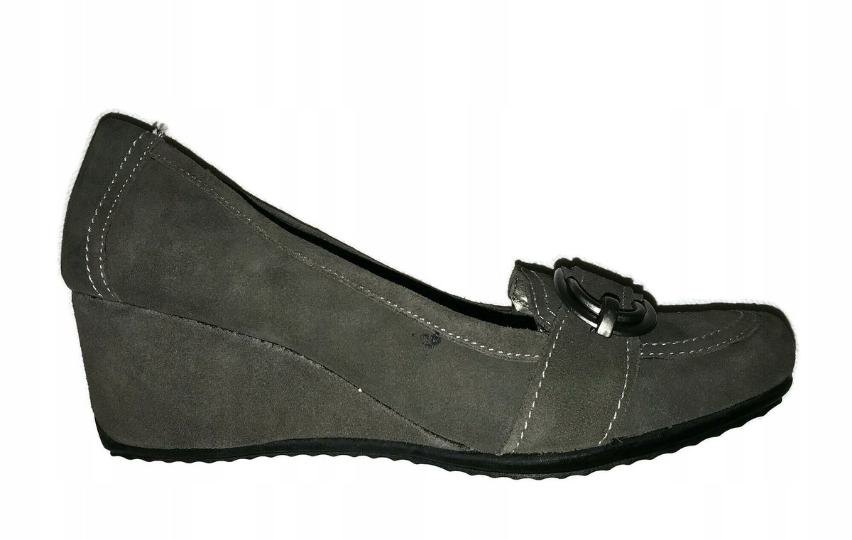 Półbuty na koturnie szare zamsz Sandro 40