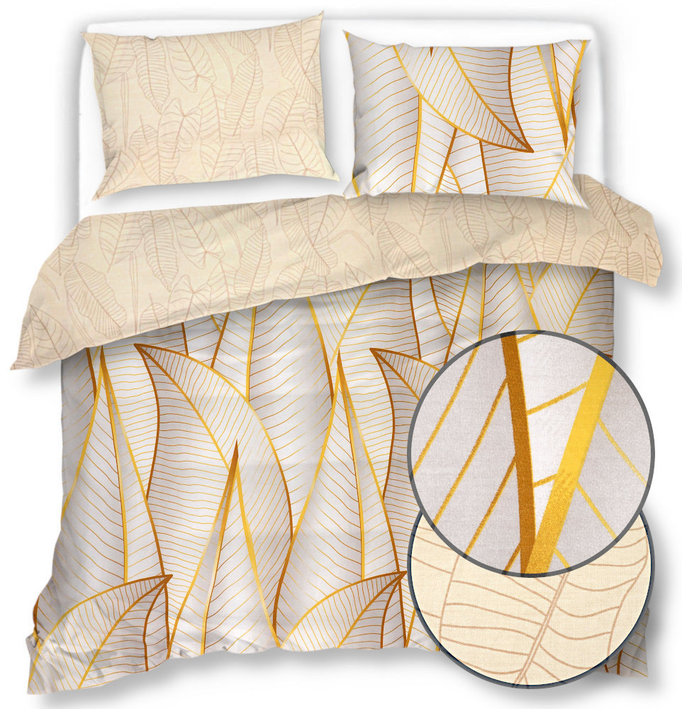 Pościel Bawełna Satynowa 200X220 Złote Listki 20973