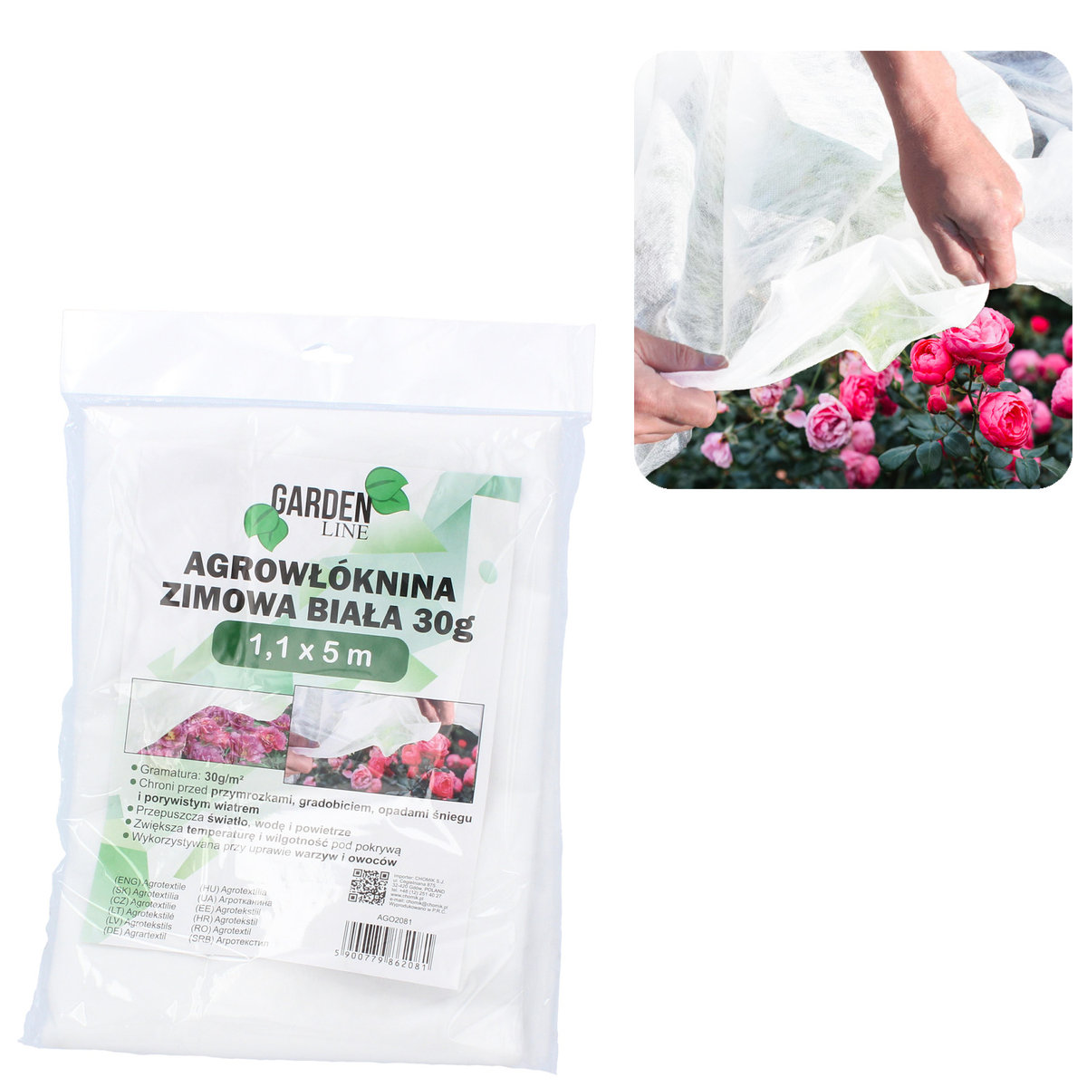 AGROWŁÓKNINA Okrywowa OKRYCIOWA WŁÓKNINA 1.1X5M ZIMOWA OTULINA BIAŁA 30G