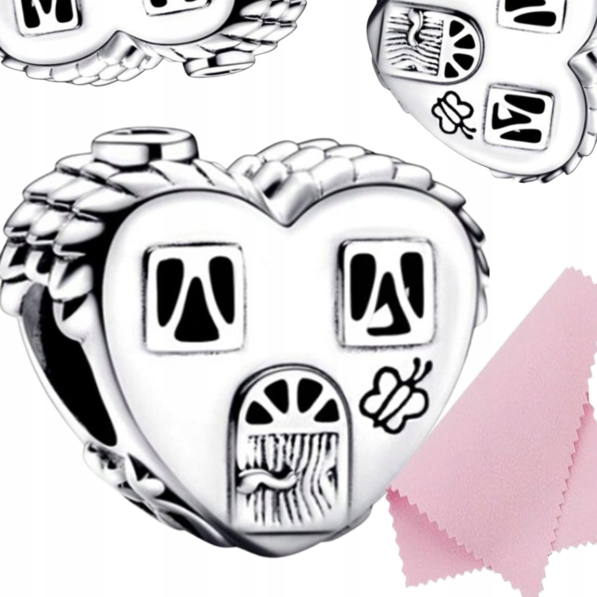 Charms zawieszka serce SZCZĘŚLIWE SERCE DOMU rodzina charmsy beds s925