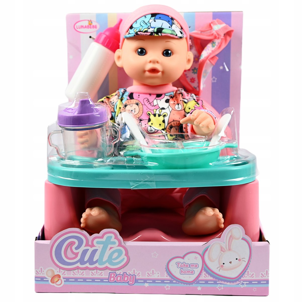 LALKA BOBAS NIEMOWLAK NOWORODEK JAK ŻYWY KRZESEŁKO DO KARMIENIA AKCESORIA