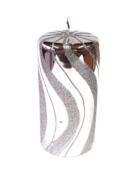 Świeca WIATRAK SREBRNY METALLIC + SREBRNY BROKAT 70x150