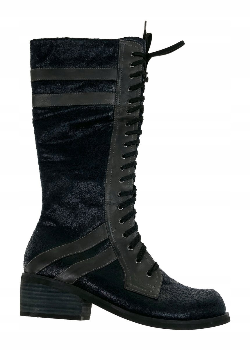 Granatowe kozaki na słupku TwoLips 36