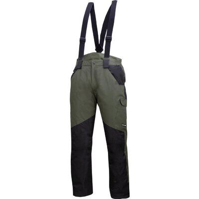 Spodnie ocieplane z szelkami ziel.-czar., 