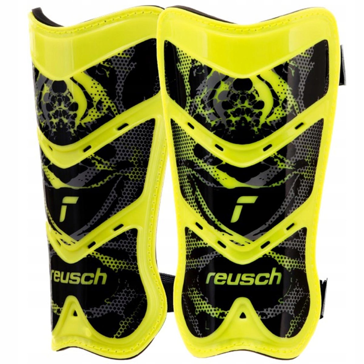 Ochraniacze piłkarskie Reusch Shinguard Attrakt Lite żółto-czarne 5377045 2