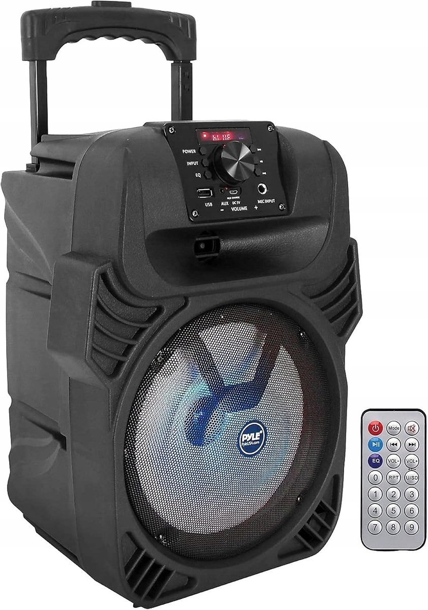 Głośnik przenośny mocny partybox bluetooth Czarny Pilot Zestaw