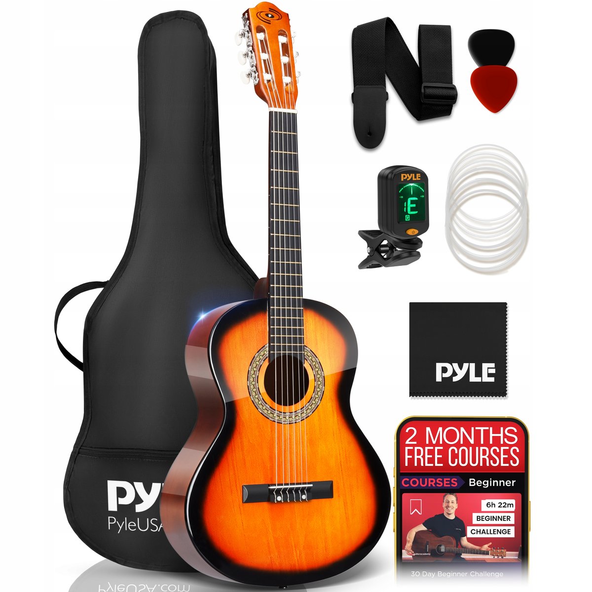 GITARA AKUSTYCZNA 3/4 DLA POCZĄTKUJĄCYCH DLA DZIECI MŁODZIEŻY PIĘKNA ZESTAW