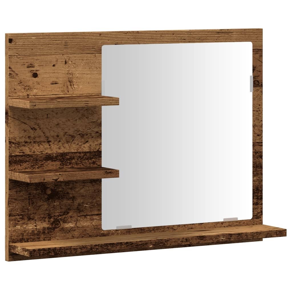 vidaXL Szafka łazienkowa z lustrem, stare drewno, 60x10,5x45 cm
