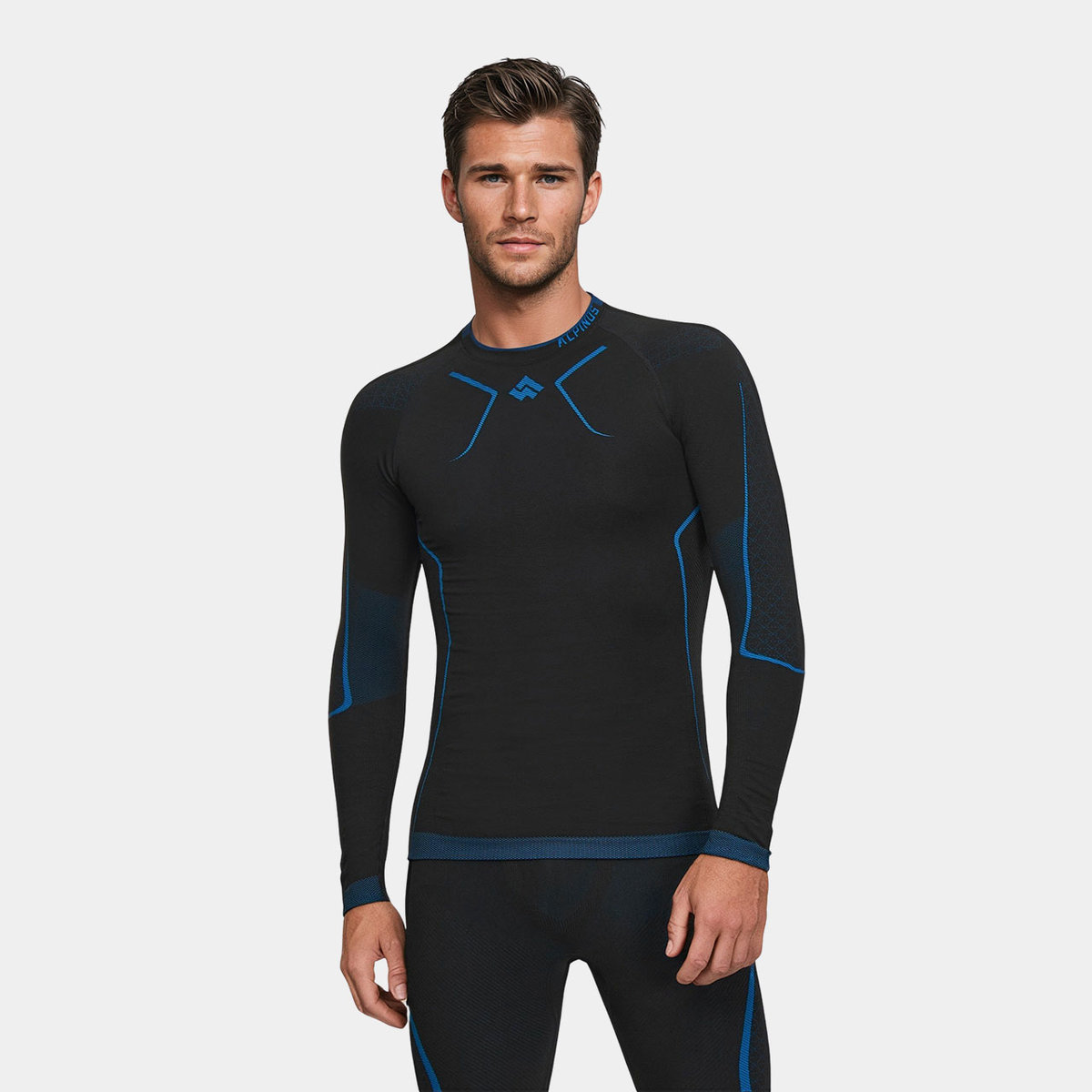 Bluza termoaktywna męska Alpinus Lillehammer czarno-niebieska zimowa odzież S
