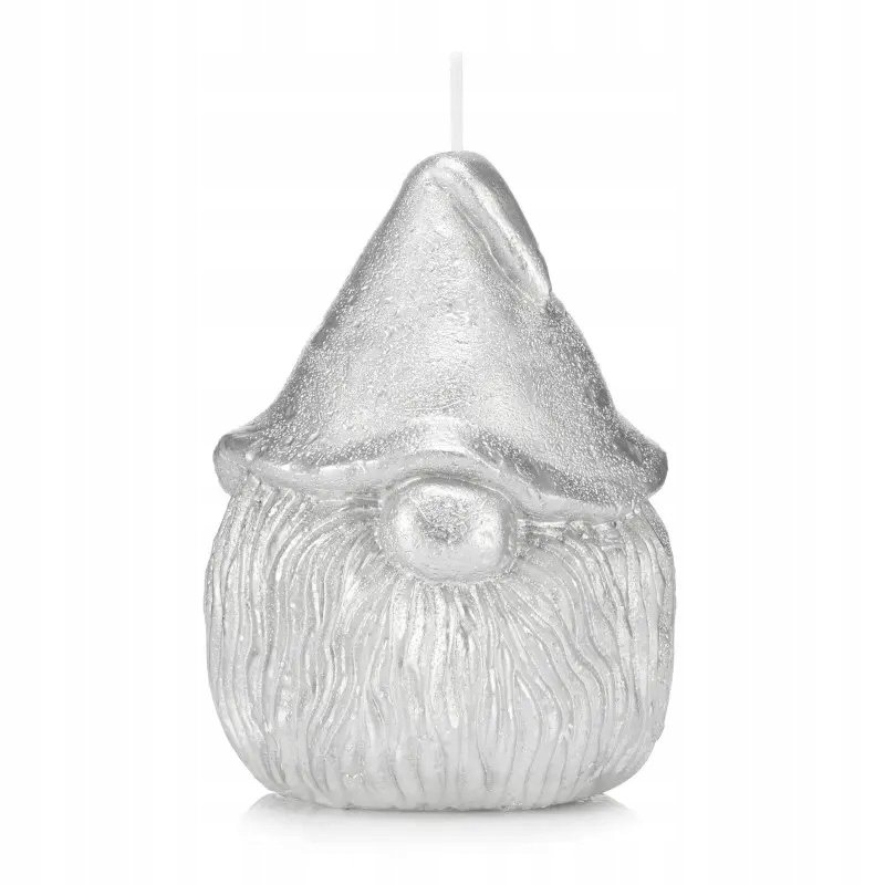 Świeca ozdobna świeczka świąteczna świeca dekoracyjna SKRZAT 12 cm srebrna