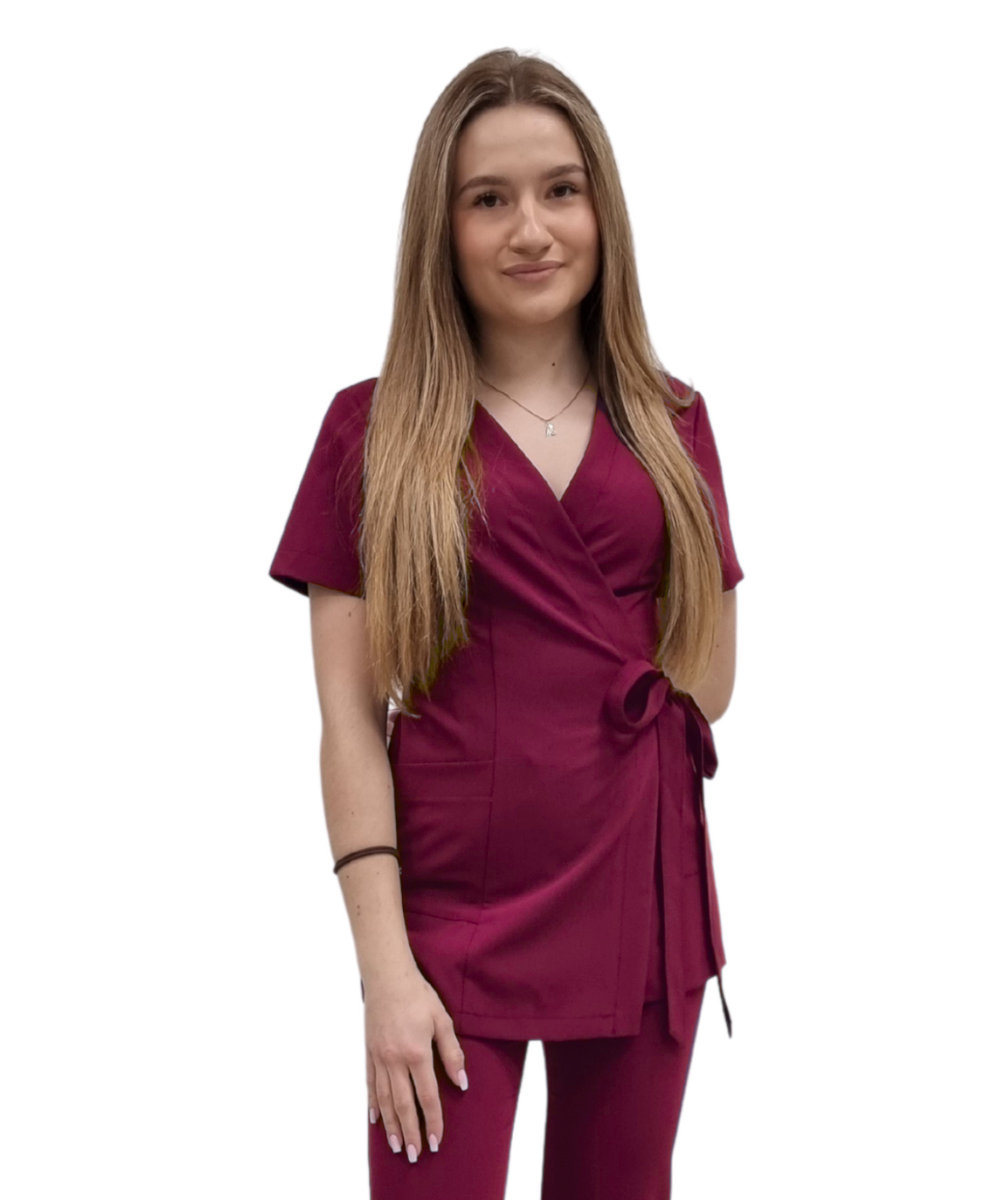 Żakiet kopertowy, tunika wiśnia basic premium roz. XL