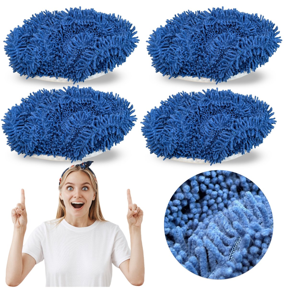 Zamienny zestaw Swifer wkłady mop 25,5x11,5 cm niebieskie 4 szt mikrofibra