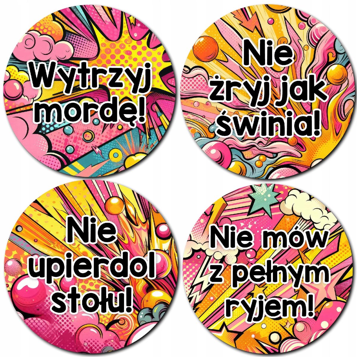 PODKŁADKA POD KUBEK ŚMIESZNY prezent dla dorosłych Z PRZEKLEŃSTWAMI 4 szt