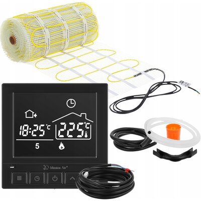 Mata grzewcza pod płytki MISSION AIR MA-160W/m² 10m² (20mb x 50cm) + regulator Taurus Czarny