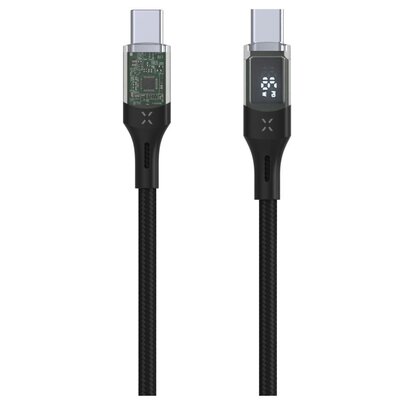 Kabel USB-C - USB-C FIXED z wyświetlaczem LCD 100W 1.2m Czarny