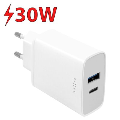 FIXED ładowarka sieciowa z USB C i wyjście USB obsługa PD 30W 30W biała FIXC60 C2U WH # z wartością produktów powyżej 89zł!