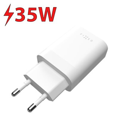 Fixed Ładowarka sieciowa PD Travel Charger, 2x USB-C, 35 W, biała