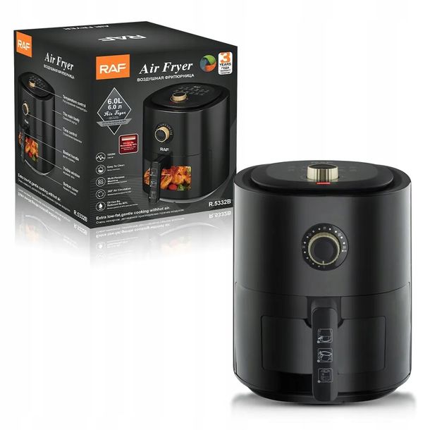 Frytkownica Beztłuszczowa Frytownica Air Fryer Grill Raf 4l 1500w Czarna