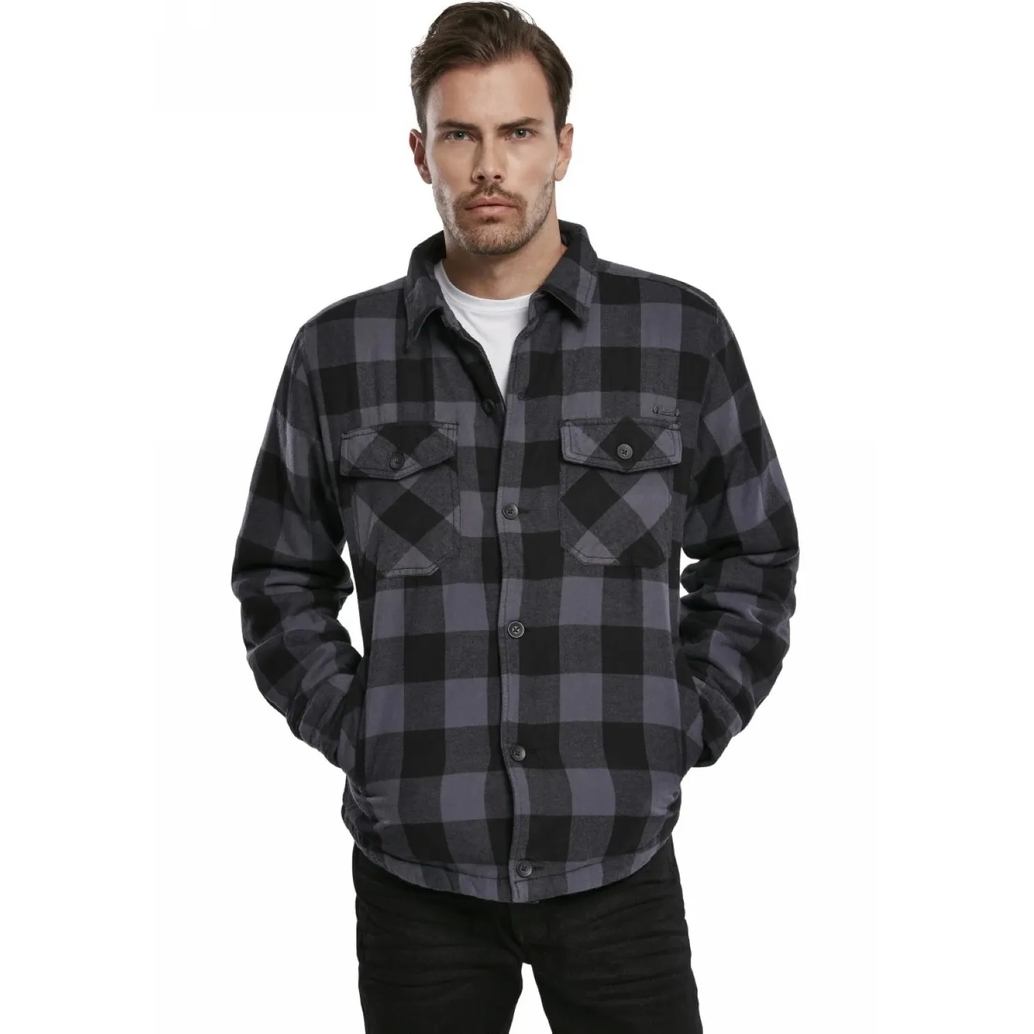 Kurtka Brandit Lumber Jacket Black / Charcoal Checked 4XL