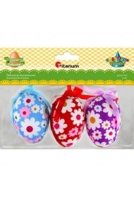 Jajka styropianowe 45x70mm w kwiaty 3szt mix