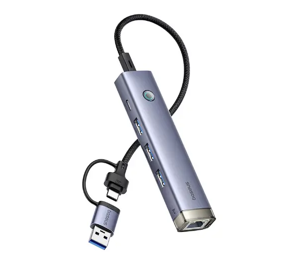 Baseus B0005280B811-14 UltraJoy USB-A&USB-C do 3xUSB3.0+USB-C+RJ45 Szary
