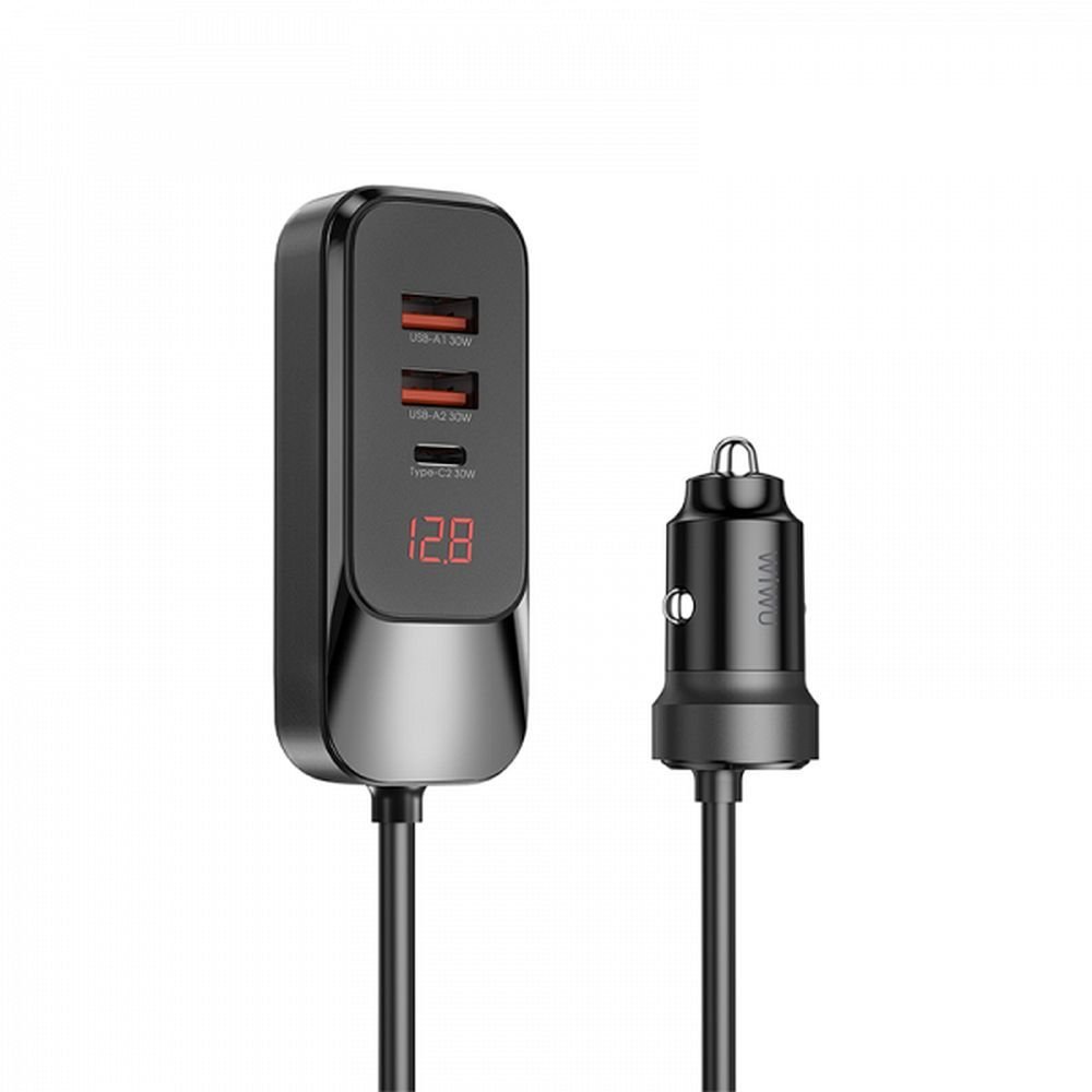 WiWU - Ładowarka samochodowa multiport z przedłużaczem Wi-QC015 120W PD+QC 2xUSB A + 2xUSB C