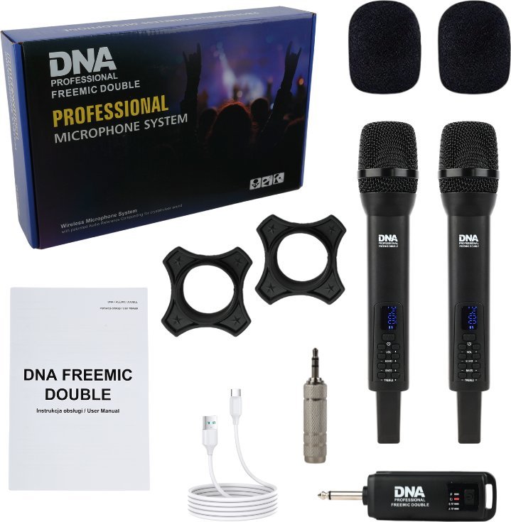 Mikrofon DNA 2x MIKROFONY BEZPRZEWODOWE 2x NADAJNIKI DORĘCZNE 2.4 GHz DO 30 METRÓW