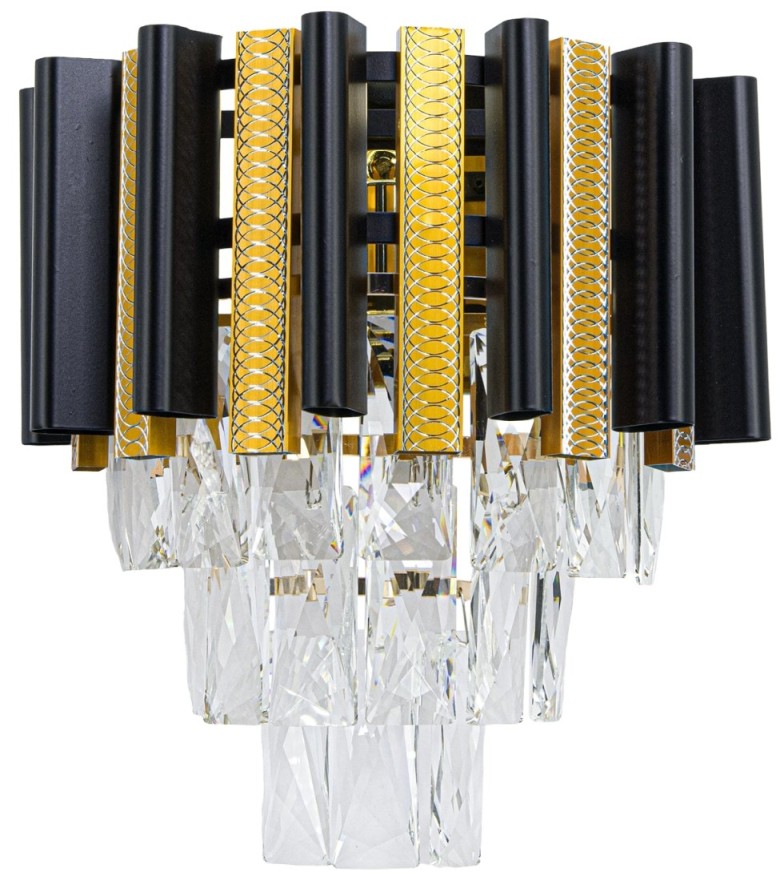 Czarno-złoty kinkiet z kryształkami 6261/1 TR BL z serii BILBAO