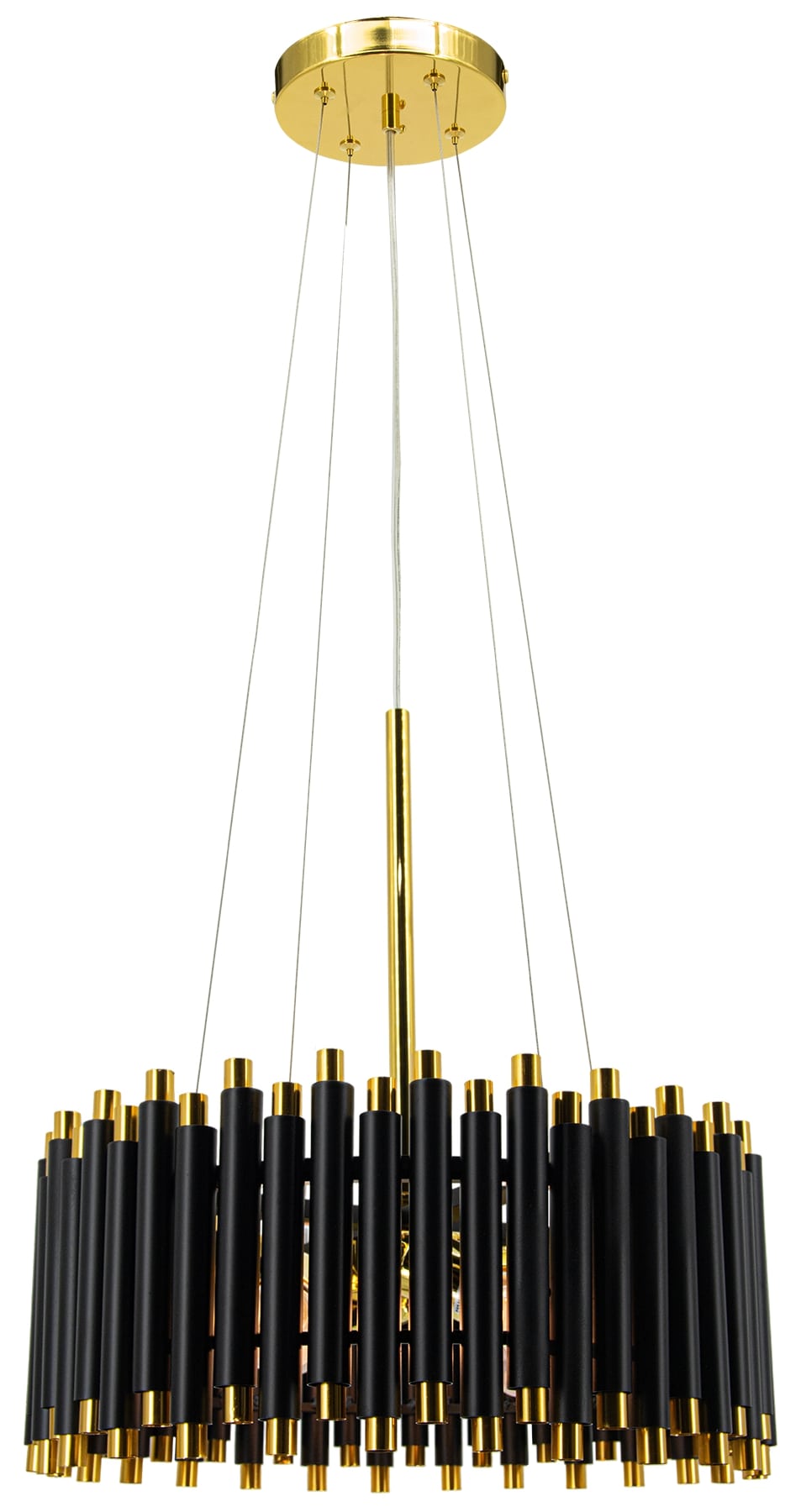 Czarno-złota, efektowna lampa wisząca 6235/4 BL TR z serii NARNI