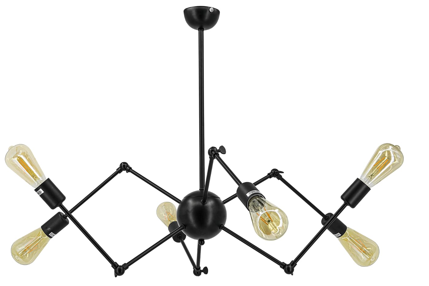 Lampa wisząca na ozdobne żarówki 6767/6 BLACK z serii SPIDER