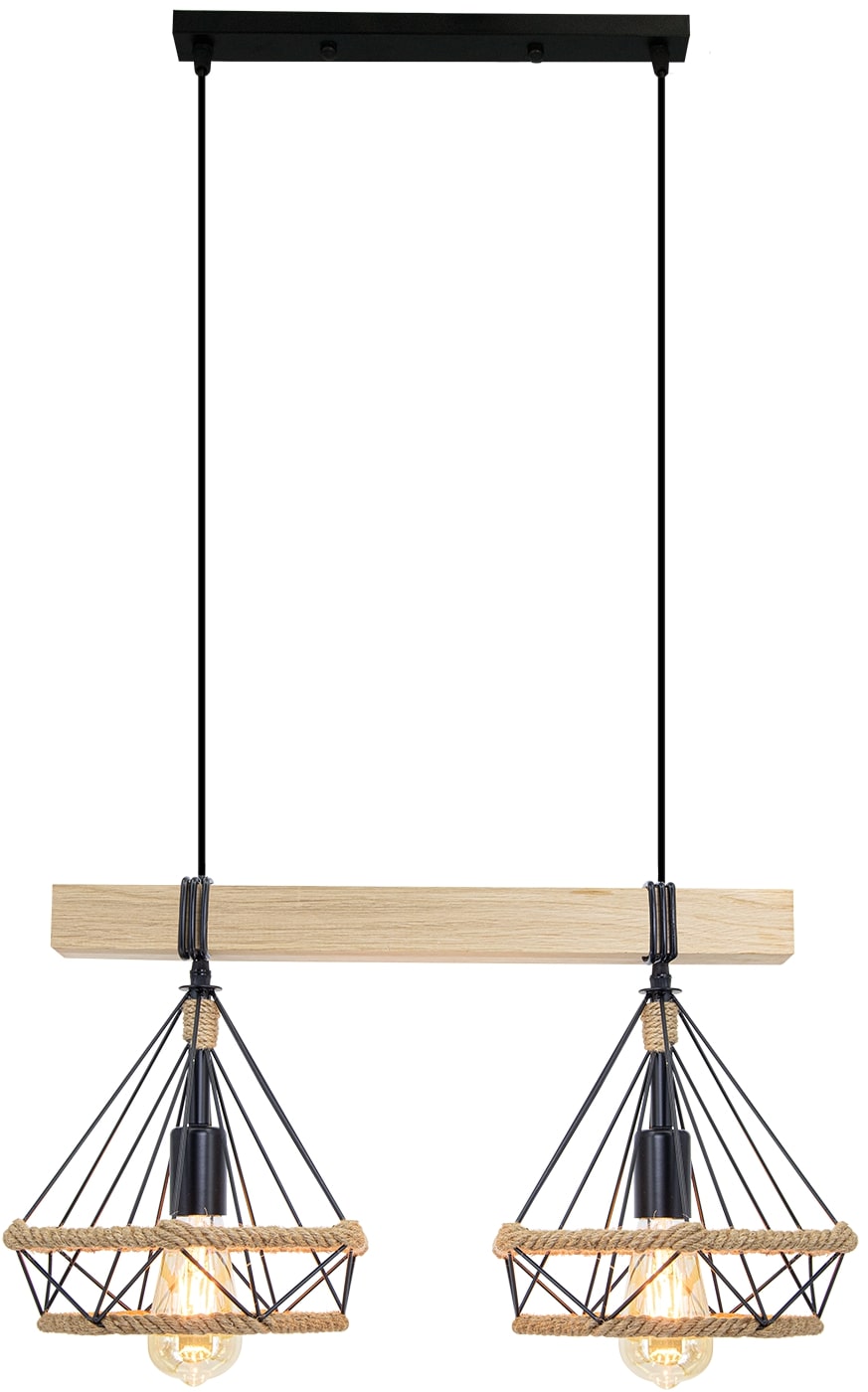 Lampa wisząca z drewnem, do jadalni 8803/2 WD z serii PIRAMIDA