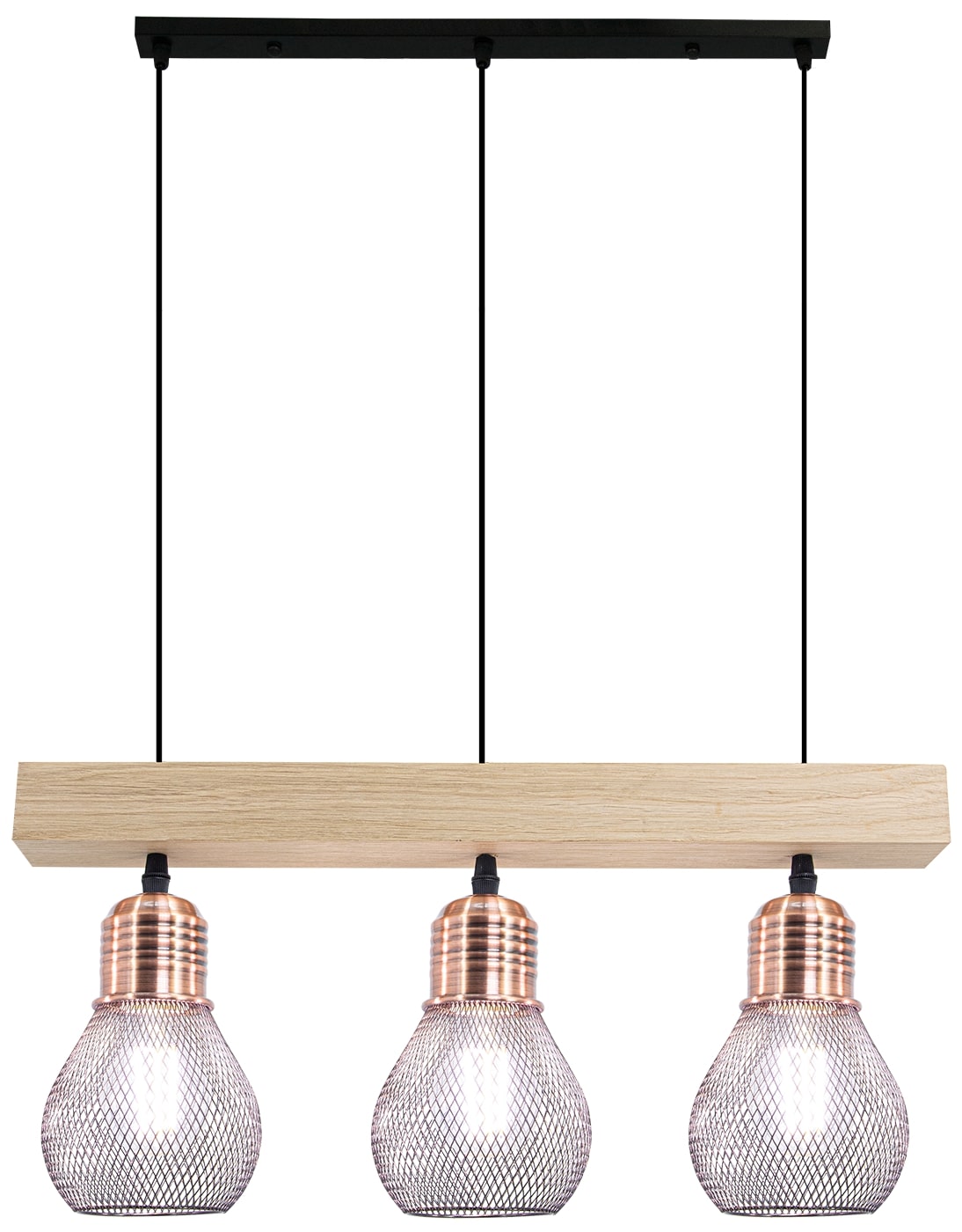 Industrialna lampa wisząca z drewnem 1998/3 WD z serii EDISON
