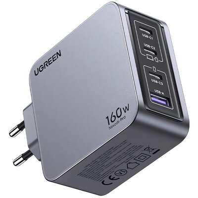 Ładowarka sieciowa Ugreen Nexode Pro 160W  GaN USB + 3x USB-C Szara