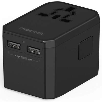 Uniwersalna ładowarka podróżna 2x USB-C 2x USB-A PD 45W wtyczki USA EU UK AU czarna