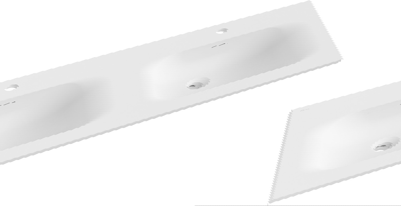 Mexen Vela umywalka wpuszczana w blat podwójna 121 x 46,5 cm, biała mat - 25231201D