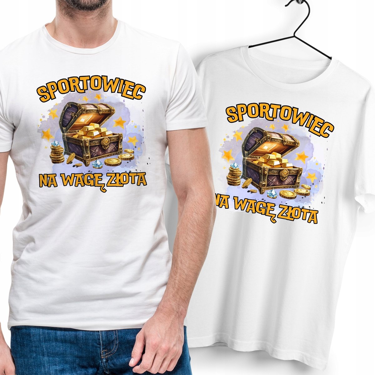 T-Shirt Dla Sportowca biały Na Prezent z Dowolnym Nadrukiem Zdjęciem Gift