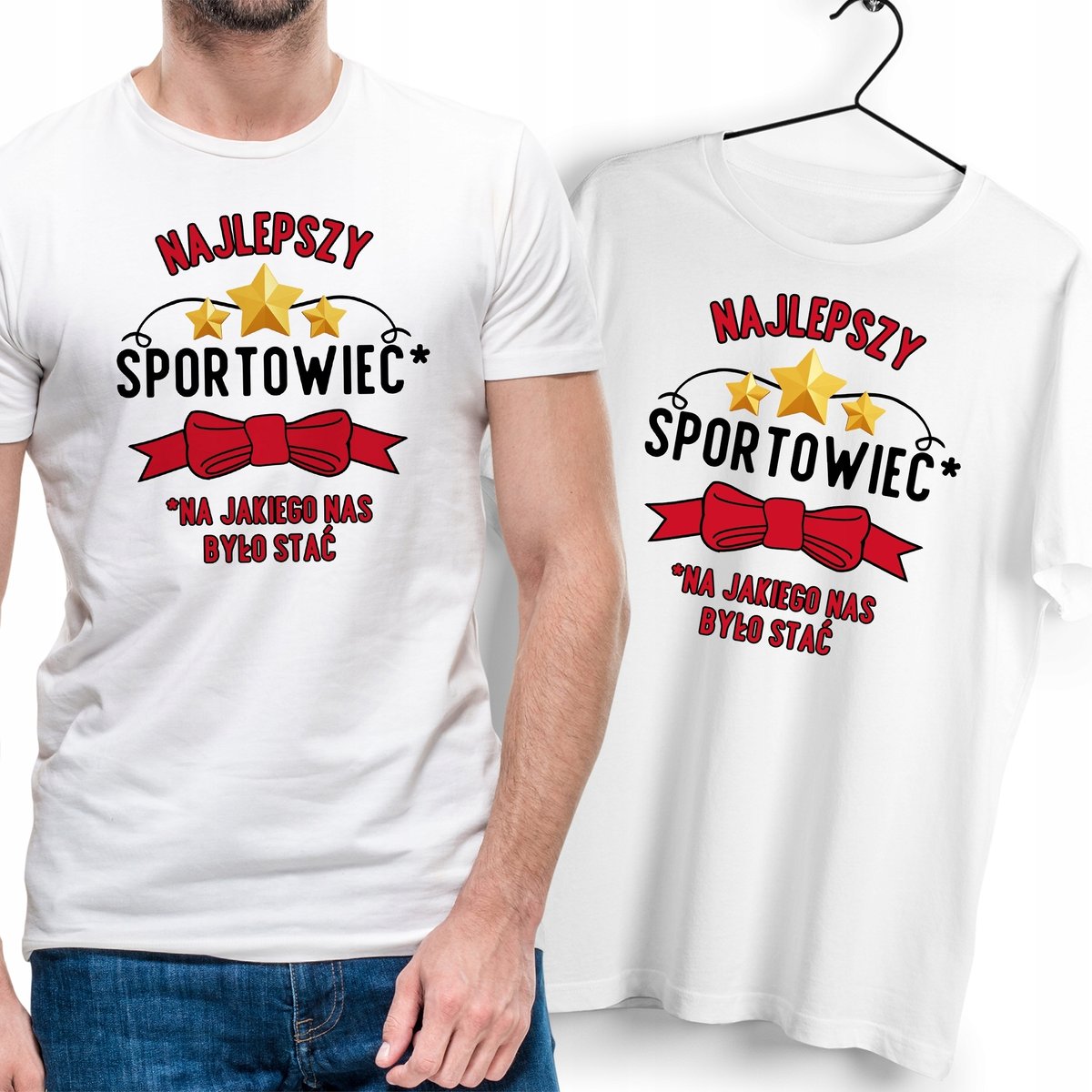 T-Shirt Dla Sportowca biały Na Prezent z Dowolnym Nadrukiem Zdjęciem Gift