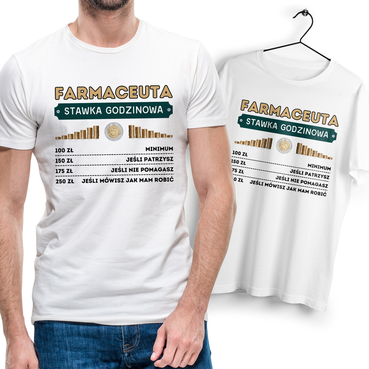 Dla Farmaceuty T-Shirt biały Na Prezent z Dowolnym Nadrukiem Zdjęciem Gift