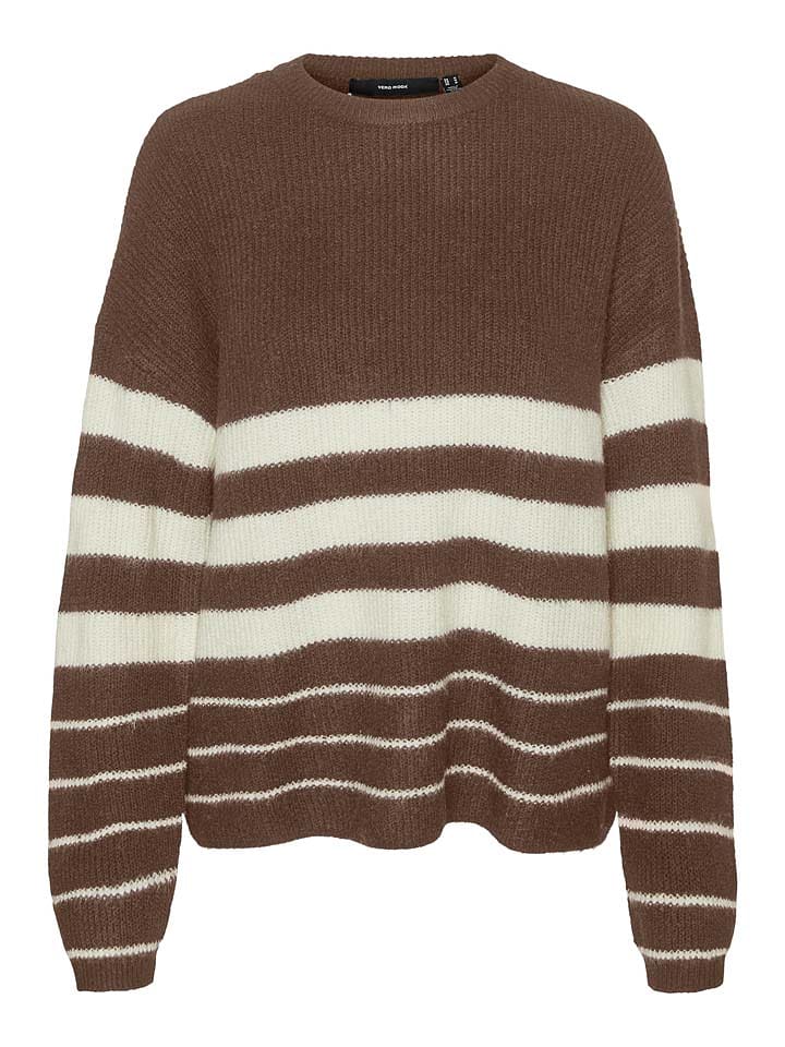 Vero Moda Sweter w kolorze brązowo-kremowym