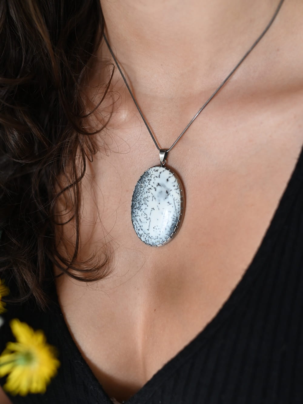 Zawieszka z dużym agatem dendrytowym