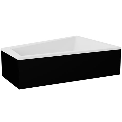 Wanna asymetryczna czarno-biała z obudową Intima Duo Besco prawa 170x125 cm