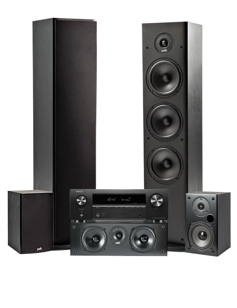 Zestaw kina domowego: Denon AVR-X580BT + Polk Audio T50/T15/T30