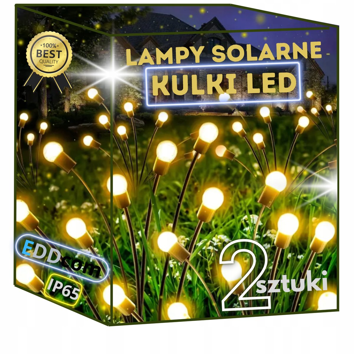 2× Lampa solarna wbijana Eddcom biały 72 cm 2 szt.