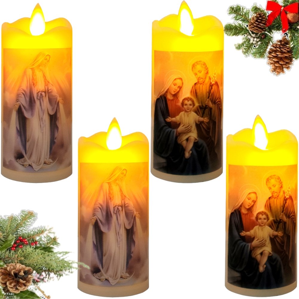 4 x ŚWIECA 12CM ŚWIECZKA ELEKTRYCZNA OZDOBNA WKŁAD DO ZNICZY WIECZNY LED