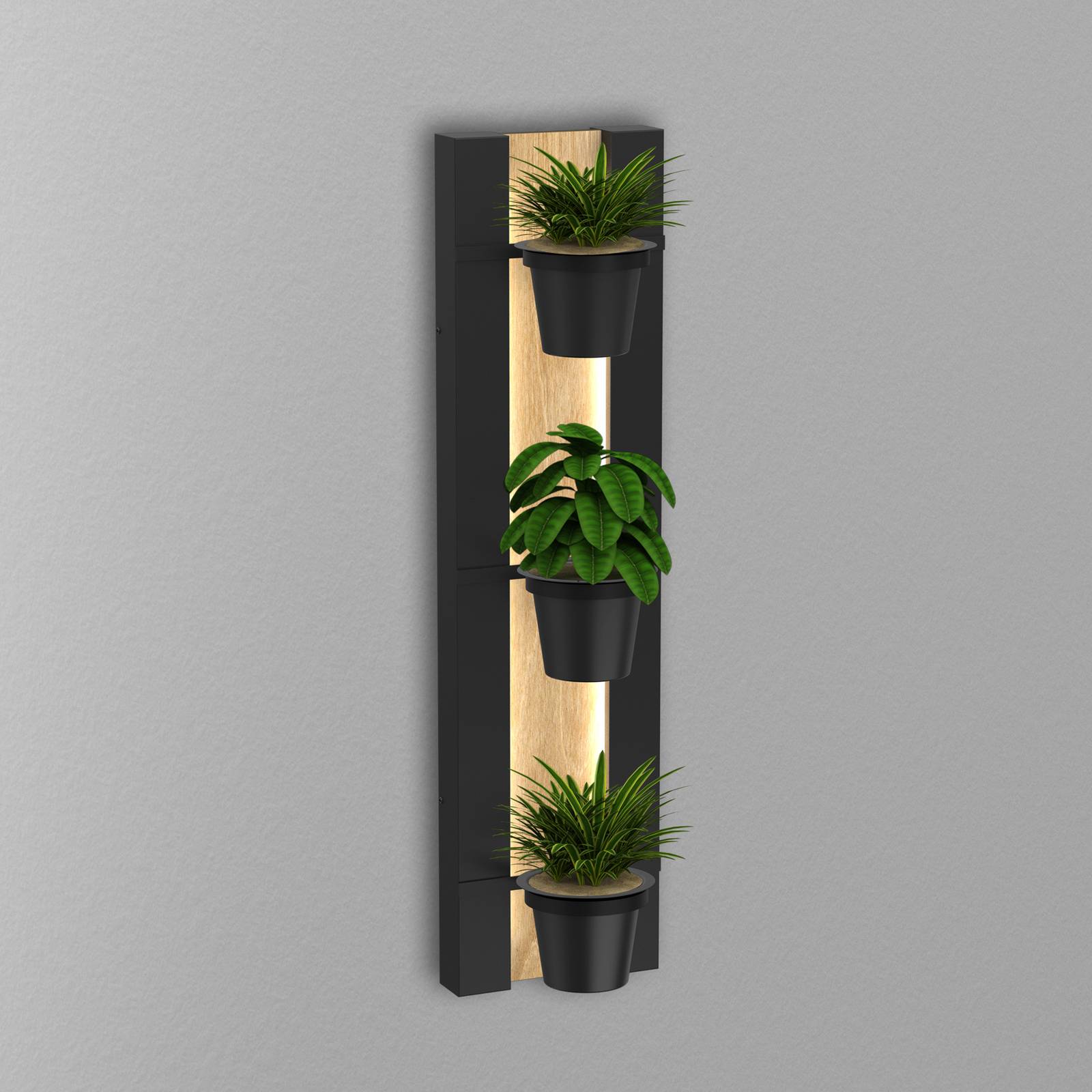 Luminex Kinkiet Shelf, stalowy w kolorze czarnym/drewnianym, wysokość 90 cm