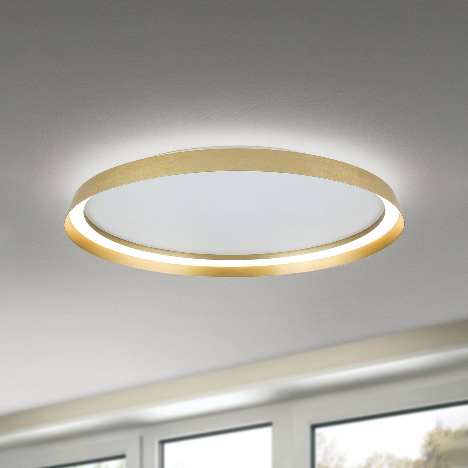 ORION Lampa sufitowa LED Manta, Ø 60 cm, kolor złoty, aluminium, góra/dół