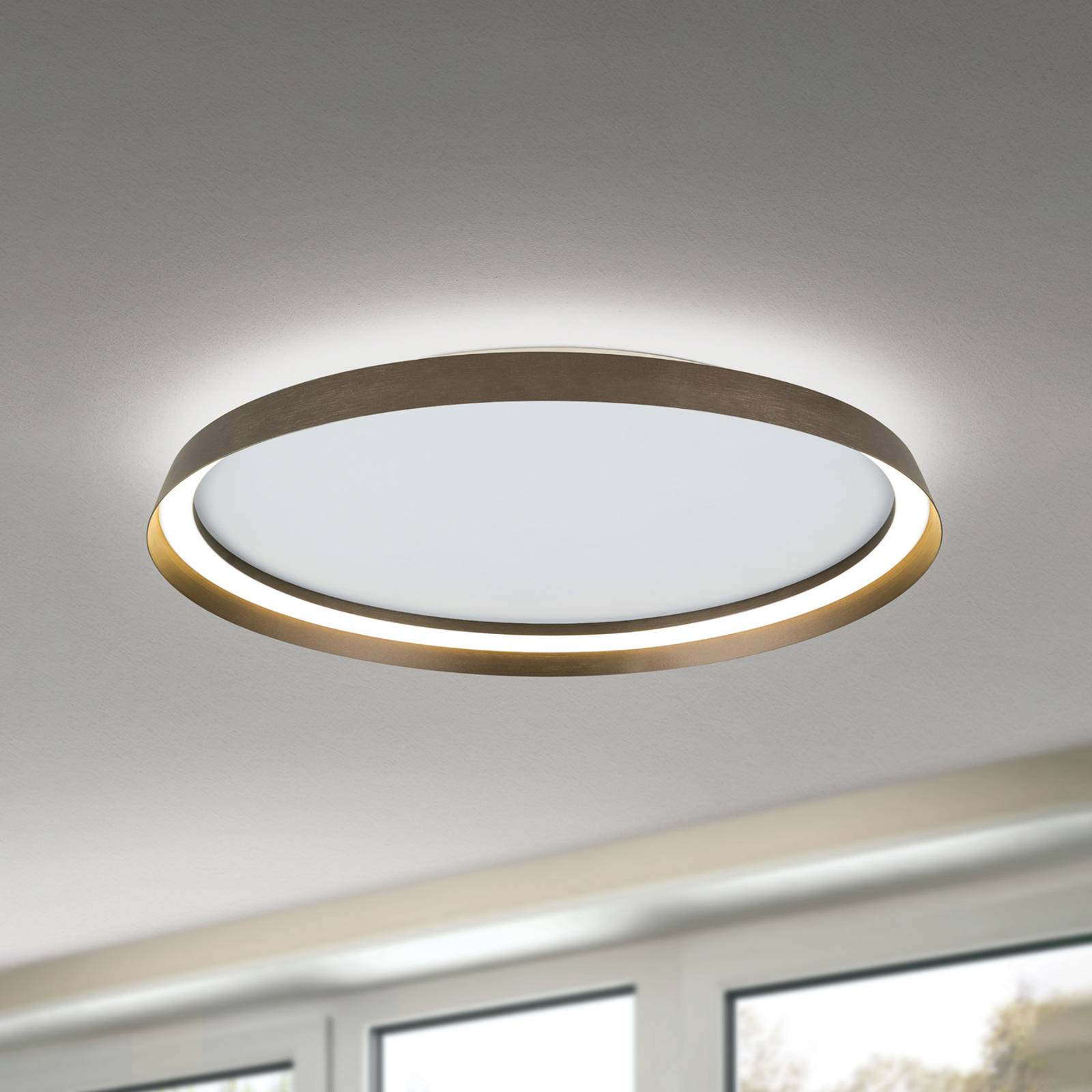 ORION Lampa sufitowa LED Manta, Ø 60 cm, aluminium/brąz, aluminium, góra/dół